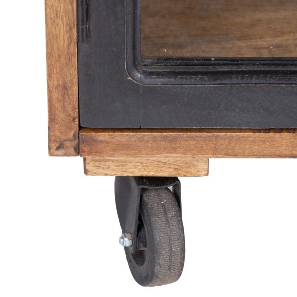 VITRINA NEGRO-NATURAL MADERA DE MANGO 160 X 35 X 71 CM