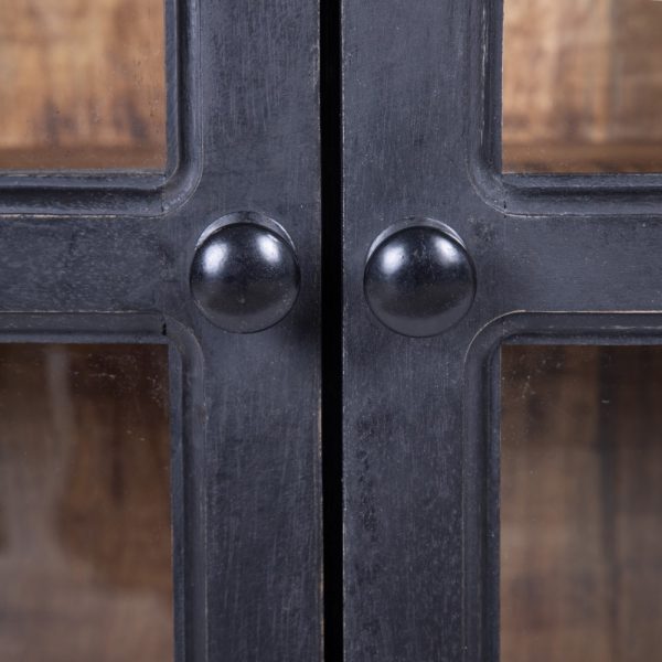 VITRINA NEGRO-NATURAL MADERA DE MANGO 160 X 35 X 71 CM