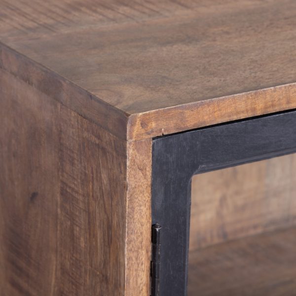 VITRINA NEGRO-NATURAL MADERA DE MANGO 160 X 35 X 71 CM