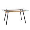 MESA COMEDOR NEGRO METAL-CRISTAL SALÓN 140 X 80 X 75 CM