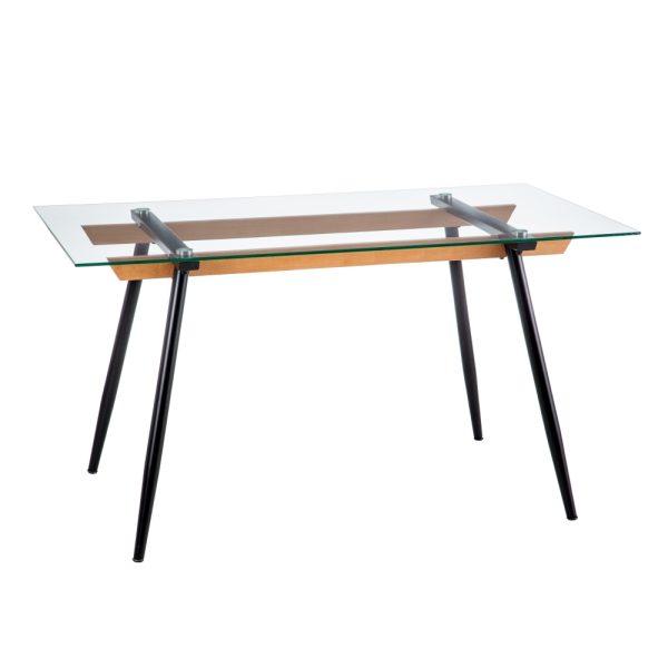 MESA COMEDOR NEGRO METAL-CRISTAL SALÓN 140 X 80 X 75 CM