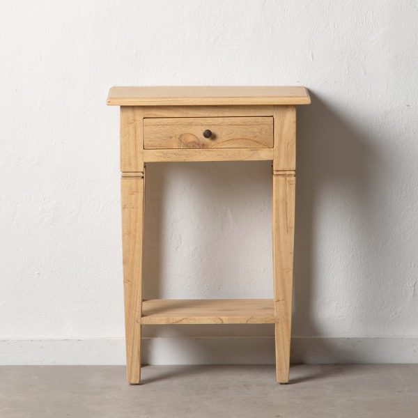 MESITA NATURAL MADERA MINDI DORMITORIO 50 X 32 X 72 CM