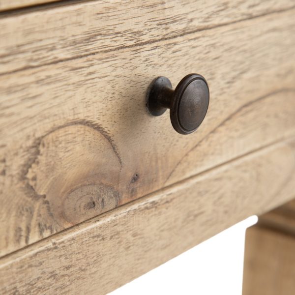 MESITA NATURAL MADERA MINDI DORMITORIO 50 X 32 X 72 CM