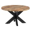 MESA CENTRO NATURAL-NEGRO MADERA-HIERRO 80 X 80 X 45 CM