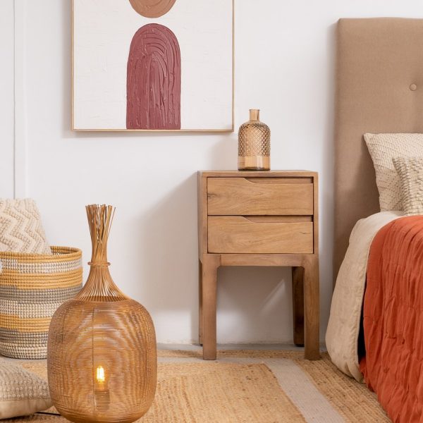 MESITA NATURAL MADERA DE MANGO 40 X 40 X 65 CM