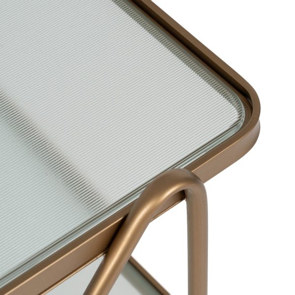 CAMARERA RUEDAS ORO METAL-CRISTAL 61 X 40 X 70 CM