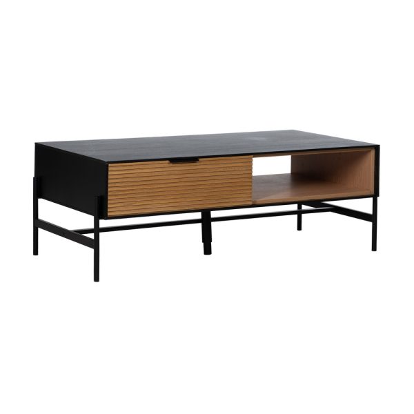 612165-01 MESA CENTRO NEGRO-NATURAL DM-MADERA 124 X 60 X 43,50 CM