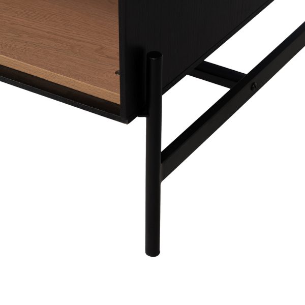 612165-10 MESA CENTRO NEGRO-NATURAL DM-MADERA 124 X 60 X 43,50 CM