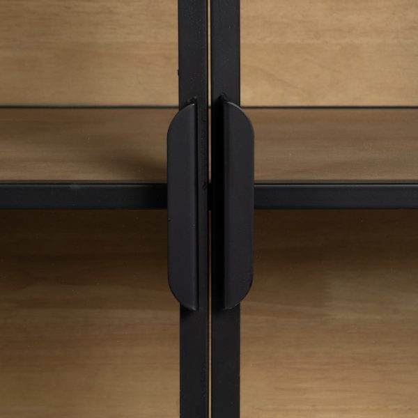 VITRINA NEGRO-NATURAL DM-METAL 150 X 38 X 80 CM