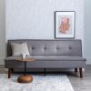SOFÁ-CAMA GRIS METAL-MADERA SALÓN 178 X 94 X 86 CM