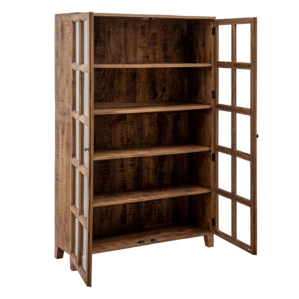 VITRINA NATURAL MADERA DE MANGO SALÓN 115 X 40 X 194 CM