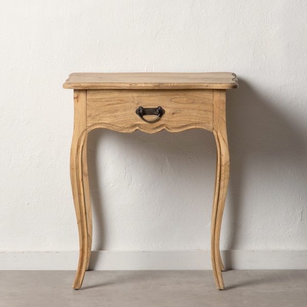 MESITA NATURAL MADERA MINDI DORMITORIO 58 X 43 X 70 CM