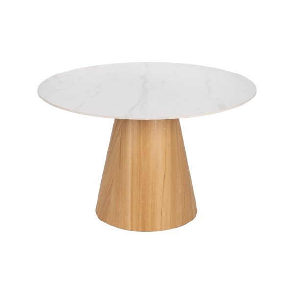 MESA COMEDOR BLANCO-NATURAL 120 X 120 X 75 CM