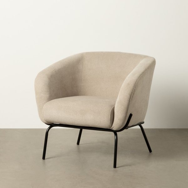 SILLÓN BEIGE TEJIDO-METAL 77 X 72 X 68 CM