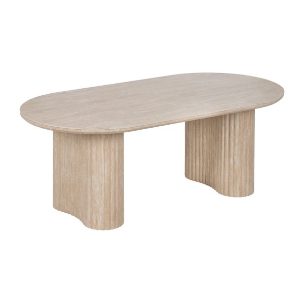 MESA CENTRO BEIGE PIEDRA MDF DECORACIÓN 120 X 60 X 46 CM