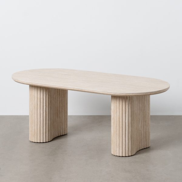 MESA CENTRO BEIGE PIEDRA MDF DECORACIÓN 120 X 60 X 46 CM