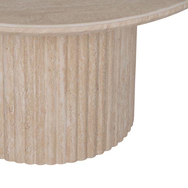 MESA CENTRO BEIGE PIEDRA MDF DECORACIÓN 90 X 90 X 45 CM