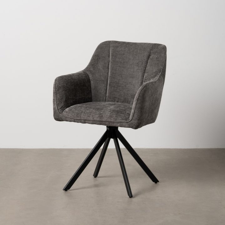 SILLA BRAZOS GRIS OSCURO TEJIDO-METAL 58 X 58 X 83 CM