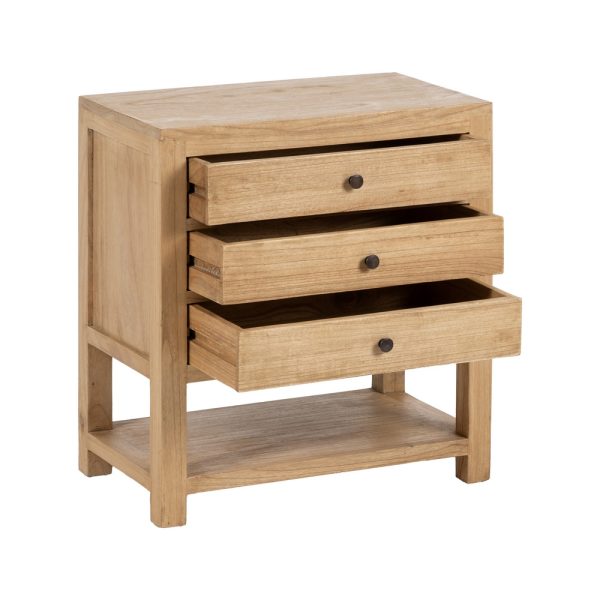 MESITA NATURAL MADERA MINDI DORMITORIO 60 X 35 X 65 CM