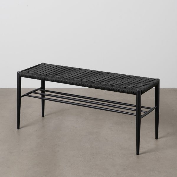 BANCO NEGRO CUERDA-METAL 100 X 35 X 46 CM