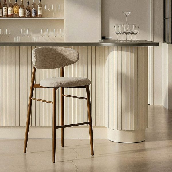 TABURETE 75CM BEIGE TEJIDO-METAL 54 X 52 X 105 CM