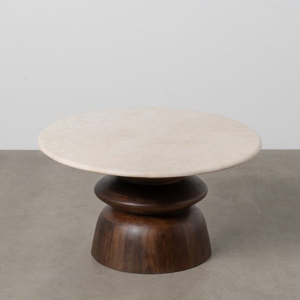 MESA CENTRO MÁRMOL/MADERA SALÓN 75 X 75 X 39 CM