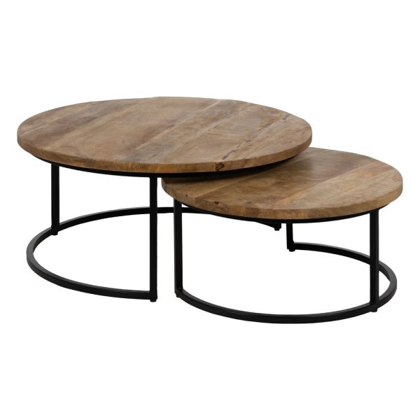 S/2 MESA CENTRO MARRÓN-NEGRO 90 X 90 X 40 CM