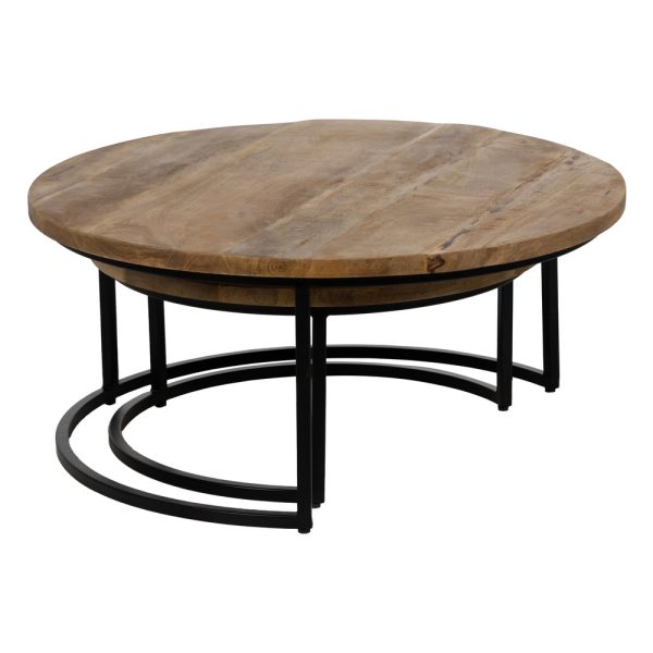 S/2 MESA CENTRO MARRÓN-NEGRO 90 X 90 X 40 CM