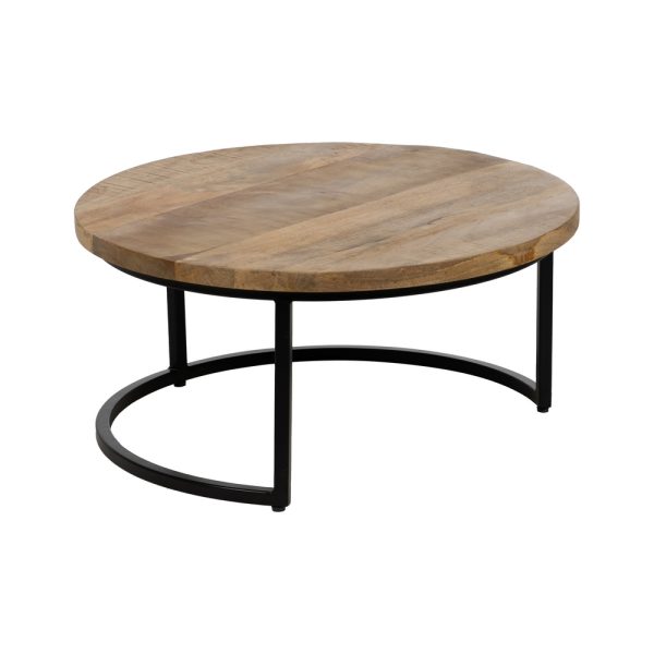 S/2 MESA CENTRO MARRÓN-NEGRO 90 X 90 X 40 CM