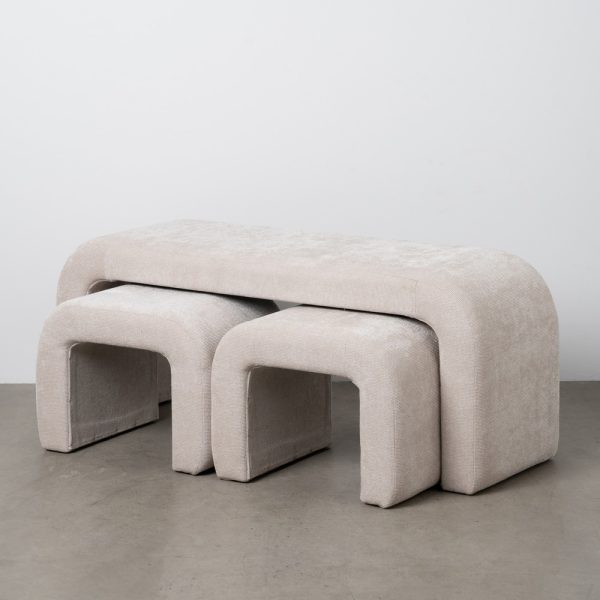 S/3 BANCO BEIGE DM-TEJIDO 126 X 43 X 50 CM