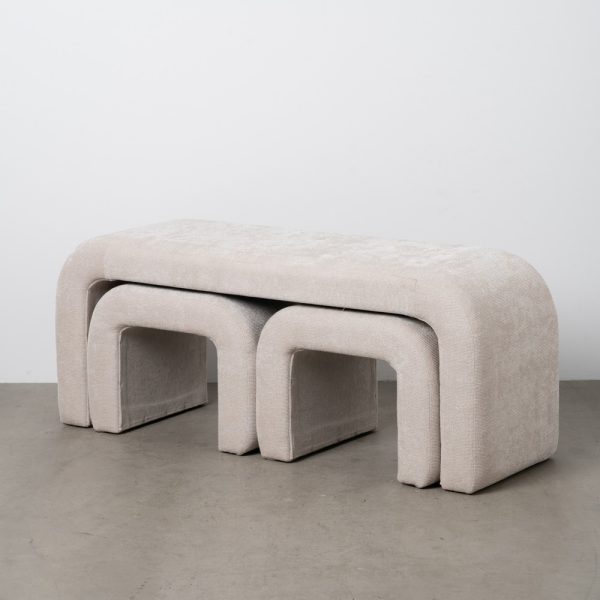S/3 BANCO BEIGE DM-TEJIDO 126 X 43 X 50 CM