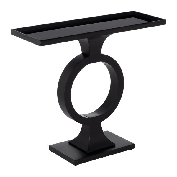 CONSOLA NEGRO METAL-CRISTAL 90 X 32 X 80 CM