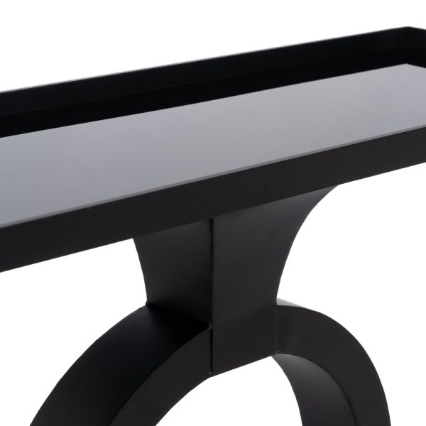 CONSOLA NEGRO METAL-CRISTAL 90 X 32 X 80 CM