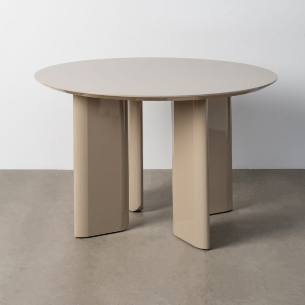 MESA COMEDOR ALTO BRILLO TAUPE DM 120 X 120 X 75 CM