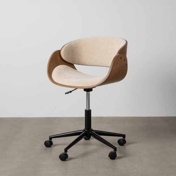 SILLA RUEDAS CREMA-MARRÓN TEJIDO-MADERA 59 X 64 X 88 CM