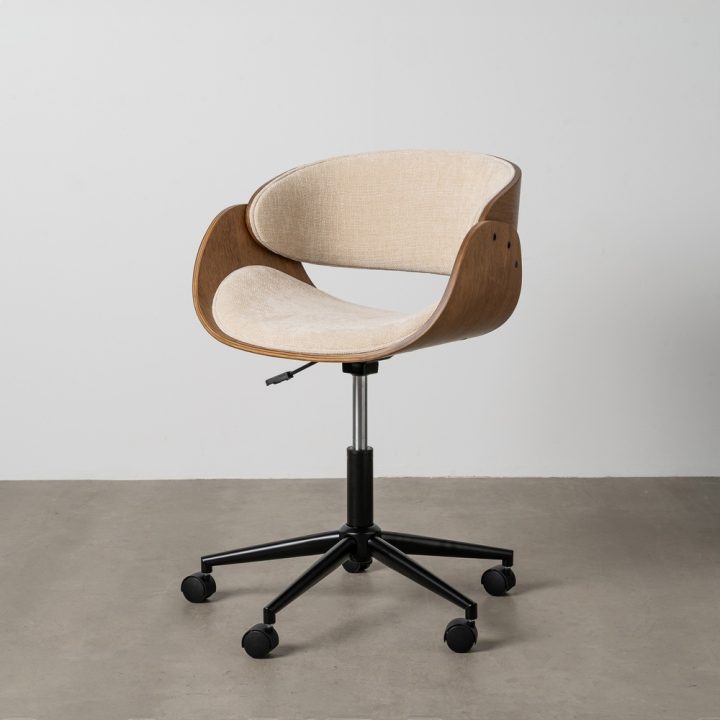 SILLA RUEDAS CREMA-MARRÓN TEJIDO-MADERA 59 X 64 X 88 CM