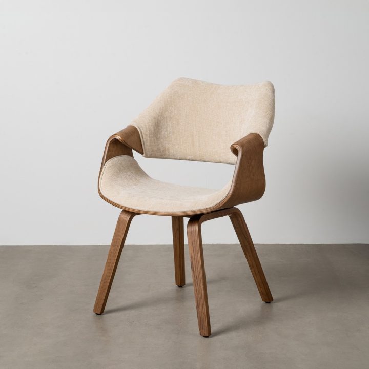 SILLA CREMA-MARRÓN TEJIDO-MADERA 61 X 56 X 82 CM
