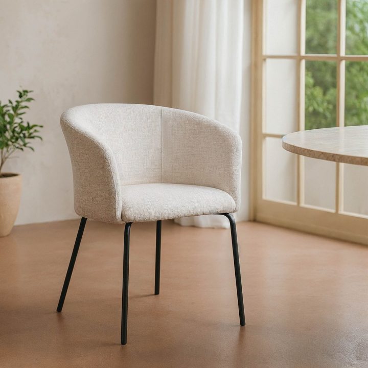 SILLA CREMA TEJIDO-METAL SALÓN 61 X 56 X 77,50 CM