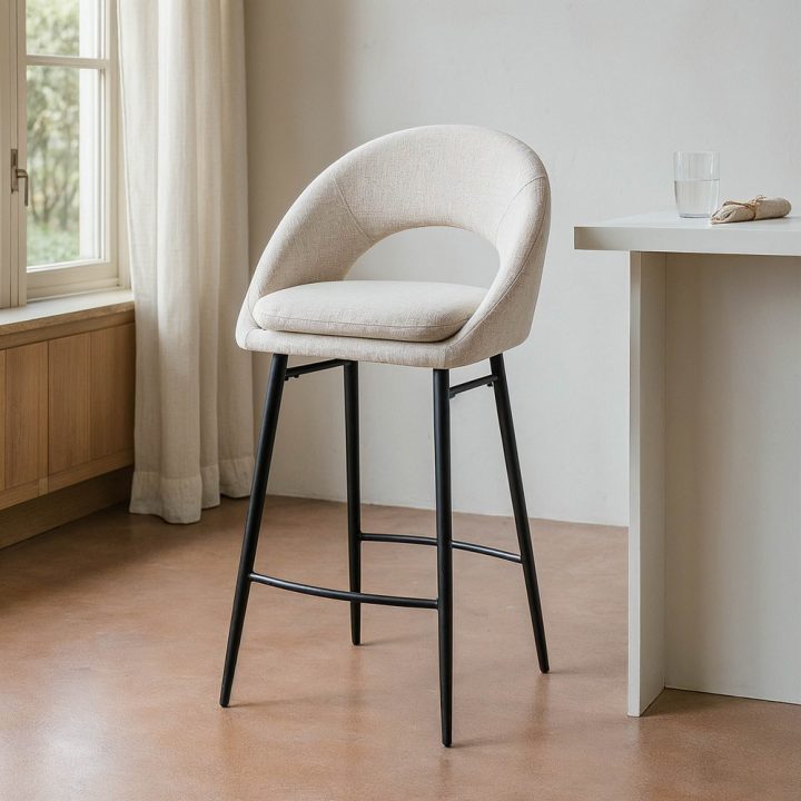 TABURETE CREMA TEJIDO-METAL CONTRACT 53 X 48 X 100 CM