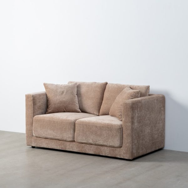 SOFÁ 2 PLAZAS TAUPE TEJIDO-MADERA 165 X 96 X 86 CM