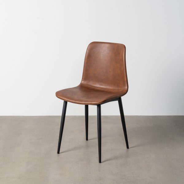 SILLA MARRÓN METAL / SIMIL PIEL