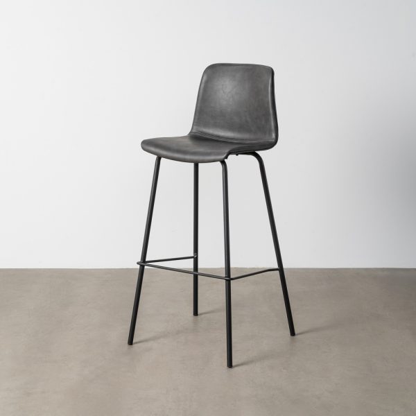 TABURETE NEGRO METAL / SIMIL PIEL 47 X 47 X 103 CM