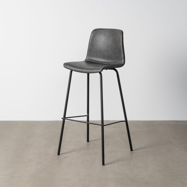 TABURETE NEGRO METAL / SIMIL PIEL 47 X 47 X 103 CM