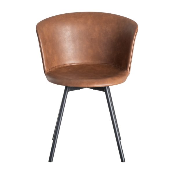 SILLA MARRÓN METAL / SIMIL PIEL 53 X 51,50 X 76 CM