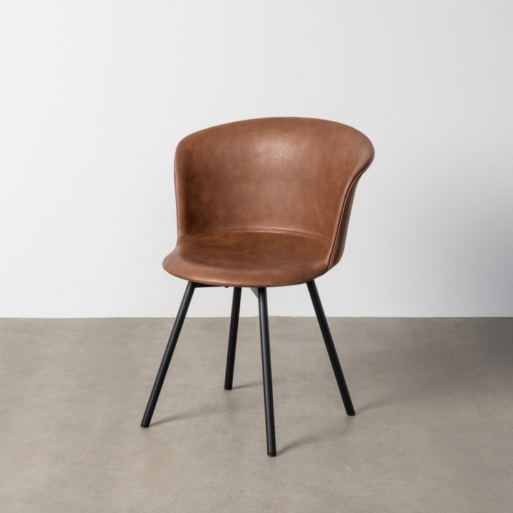 SILLA MARRÓN METAL / SIMIL PIEL 53 X 51,50 X 76 CM