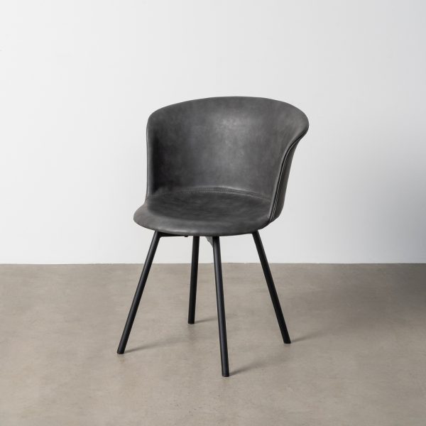 SILLA NEGRO METAL / SIMIL PIEL 53 X 51,50 X 76 CM
