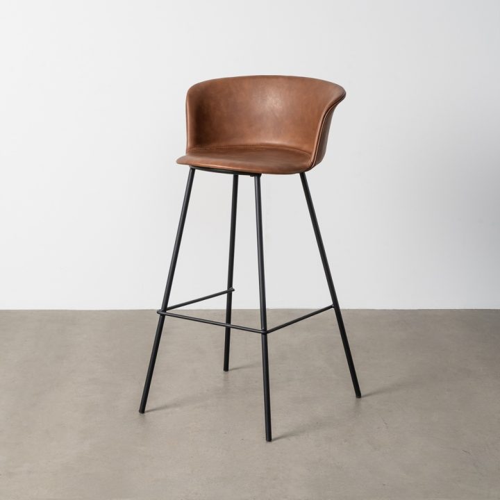 TABURETE MARRÓN METAL / SIMIL PIEL 44,50 X 48,50 X 93,50 CM