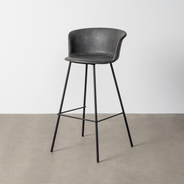 TABURETE NEGRO METAL / SIMIL PIEL 44,50 X 48,50 X 93,50 CM