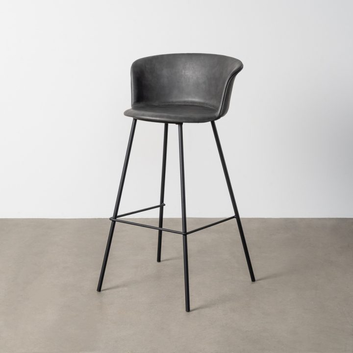 TABURETE NEGRO METAL / SIMIL PIEL 44,50 X 48,50 X 93,50 CM