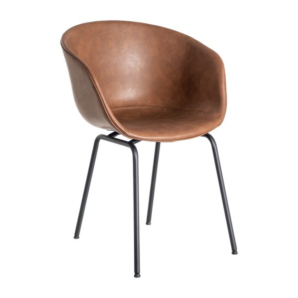 615519-01 SILLA MARRÓN METAL / SIMIL PIEL 59 X 50,50 X 81,50 CM